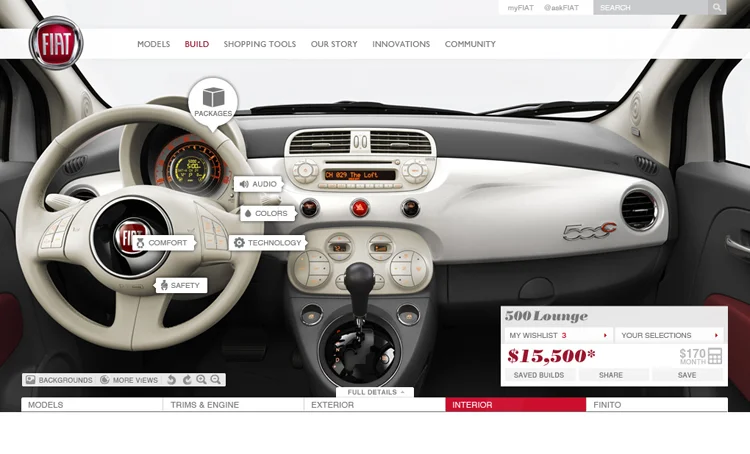 Fiat configurator — choose interior alternate view